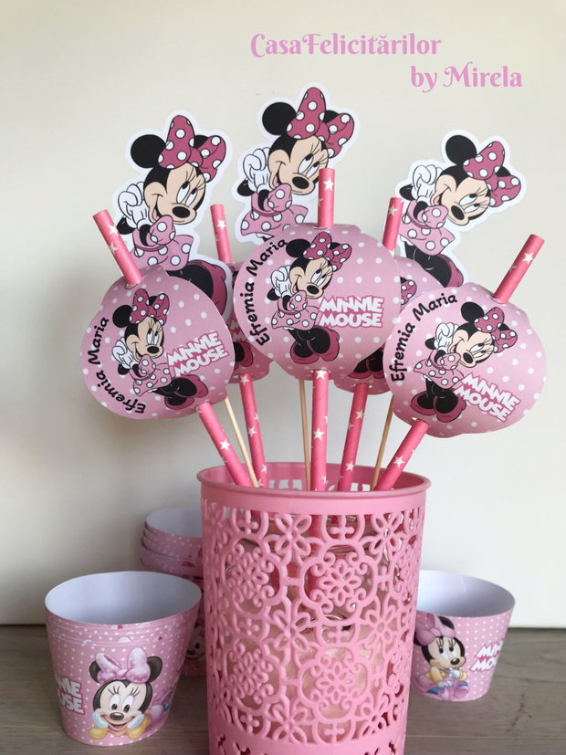 Toppere candy bar Minnie Mouse roz
