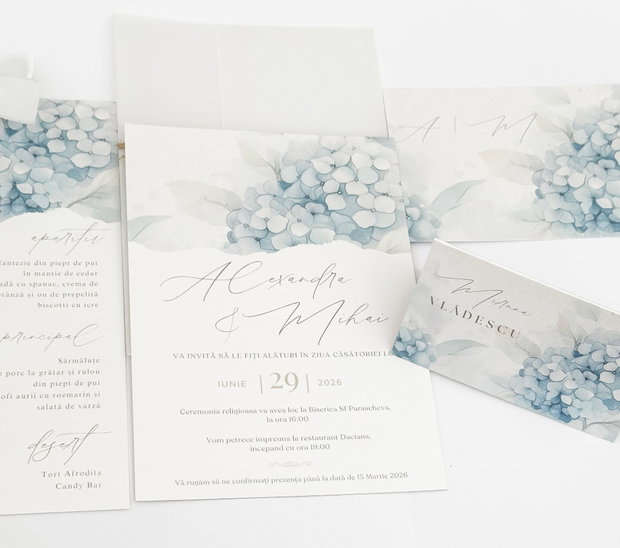 Set Invitatie de Nunta Hydrangea