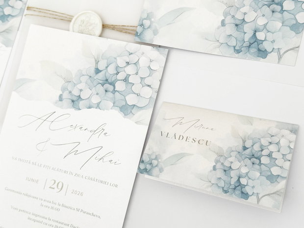 Set Invitatie de Nunta Hydrangea