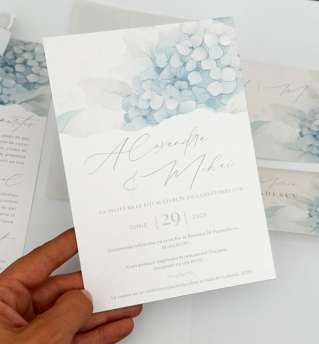 Set Invitatie de Nunta Hydrangea