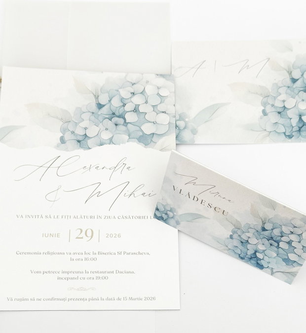 Set Invitatie de Nunta Hydrangea