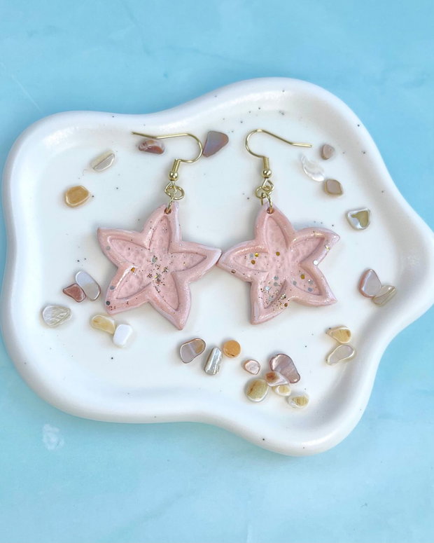 Cercei din lut polimeric PINK STARS #C0253