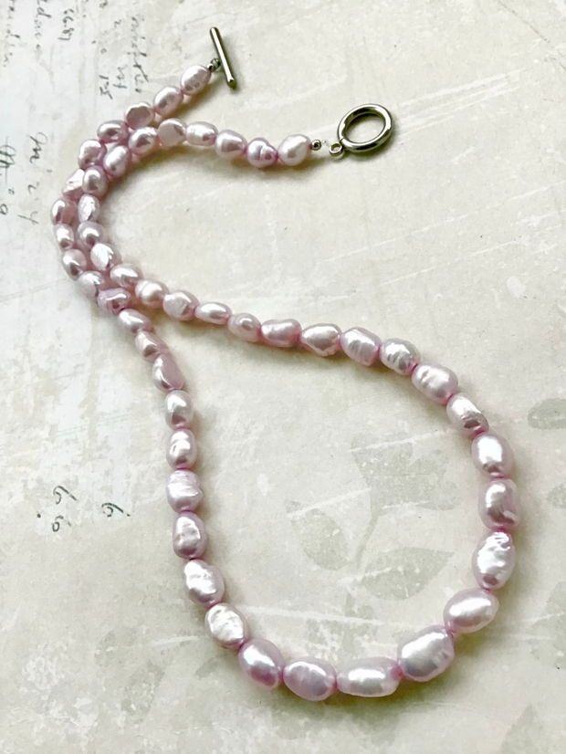 Colier perle de cultura lila rose