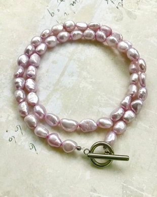 Colier perle de cultura lila rose