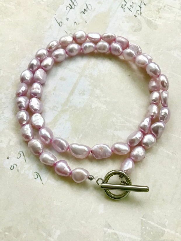 Colier perle de cultura lila rose