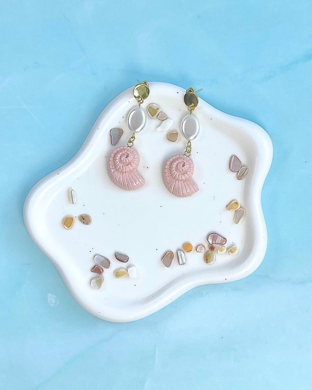 Cercei din lut polimeric PINK SHELLS #C0257
