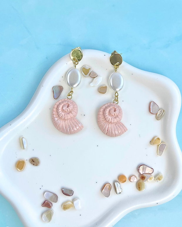 Cercei din lut polimeric PINK SHELLS #C0257