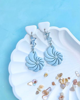 Cercei din lut polimeric SPIRAL BLUES #C0262