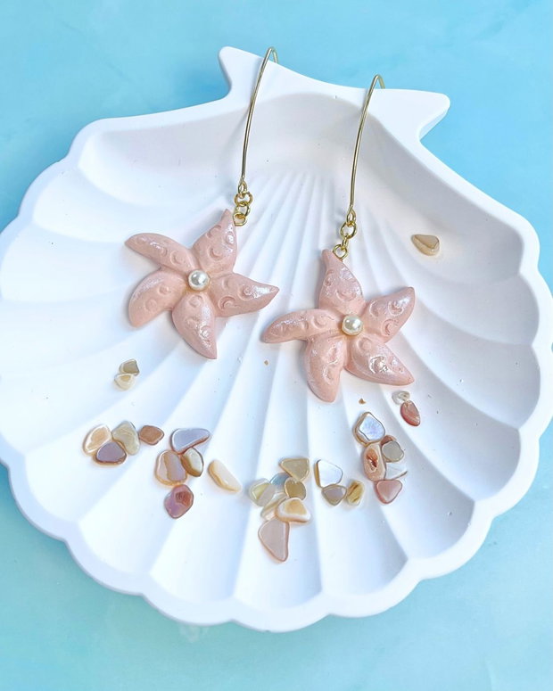 Cercei din lut polimeric PEARL STARFISH #C0263
