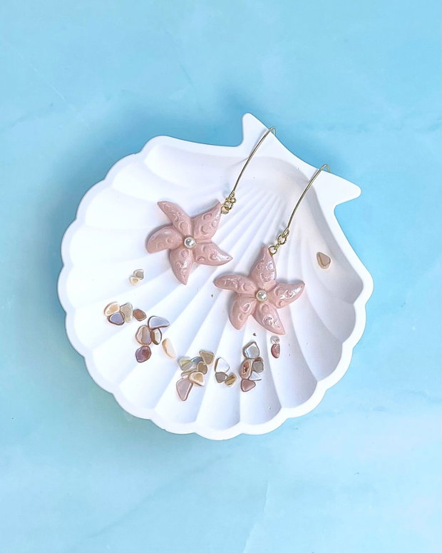 Cercei din lut polimeric PEARL STARFISH #C0263