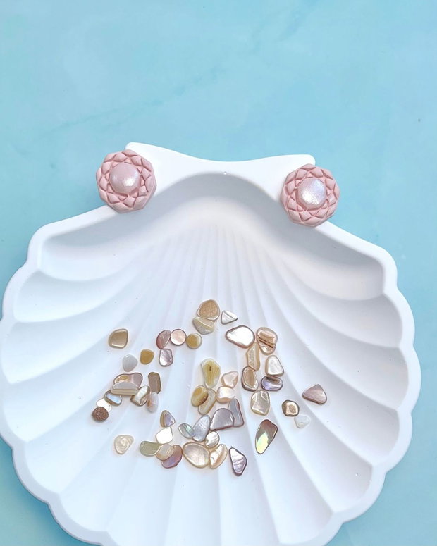 Cercei din lut polimeric PEARLY BLOOM #C0266