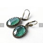 Cercei din alama cu elemente Swarovski - rivoli cabochon oval, royal green, 18x13mm
