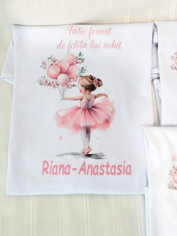 Tricouri personalizate pentru mot cu balerina și baloane
