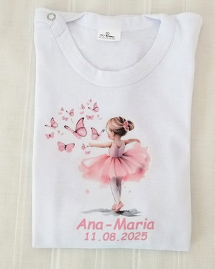 Tricouri personalizate pentru mot cu balerina si fluturasi