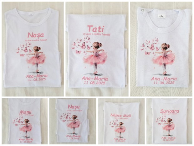 Tricouri personalizate pentru mot cu balerina si fluturasi