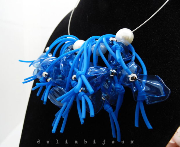 Colier statement unicat - Blue Chaos (cod1280)