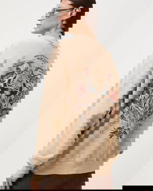 Medicine hanorac de bumbac culoarea bej, cu imprimeu