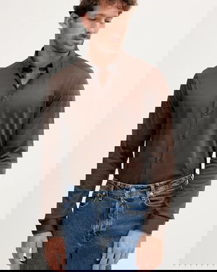 Mos Mosh cămașă din bumbac MARCO culoarea maro, cu guler button-down, regular, 500940