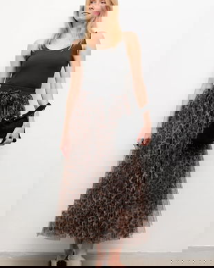 Answear.LAB fusta culoarea maro, maxi, evazati