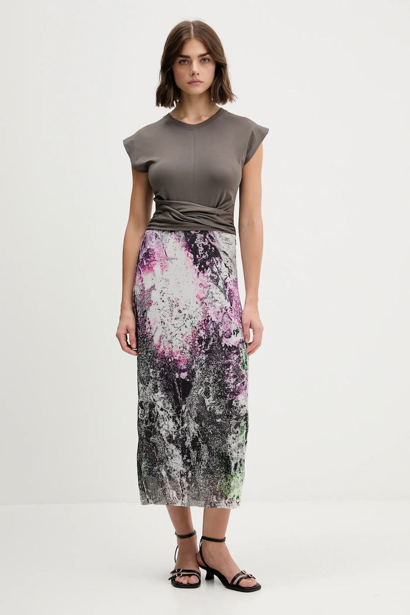 Desigual rochie WALLS LACROIX culoarea gri, midi, drept, 25WWVK05