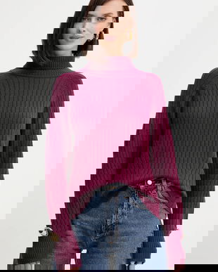 Simona Corsellini pulover de lână culoarea bordo, light, cu guler, A25CPMGG0801