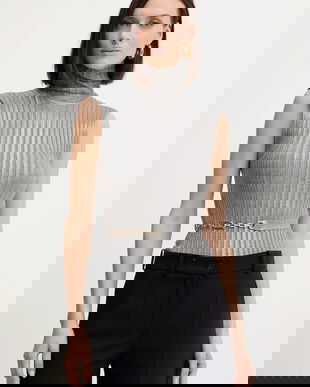 Simona Corsellini pulover culoarea gri, light, cu guler, A25CPMGP0601