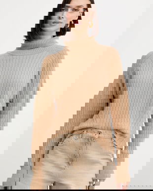 Simona Corsellini pulover de lână culoarea bej, light, cu guler, A25CPMGG08S1