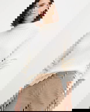 Simona Corsellini pulover de lână culoarea bej, light, cu guler, A25CPMGG08S1