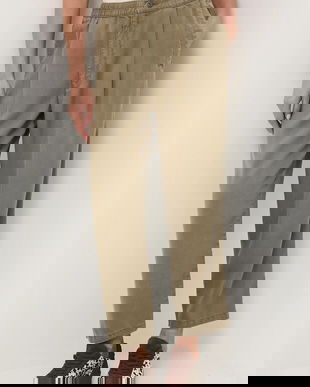 Medicine pantaloni culoarea verde, lat, medium waist