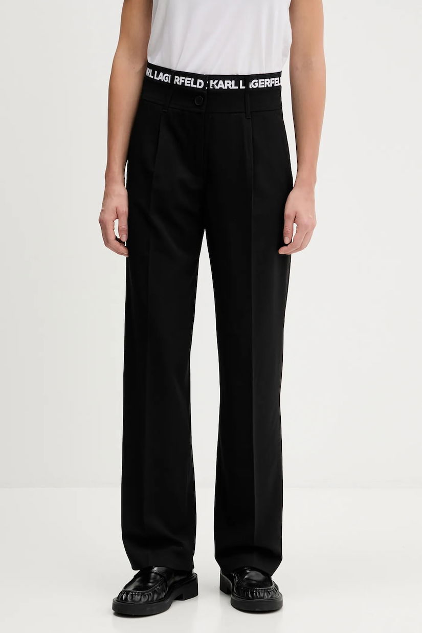 Karl Lagerfeld Jeans pantaloni culoarea negru, drept, high waist, A4W10142