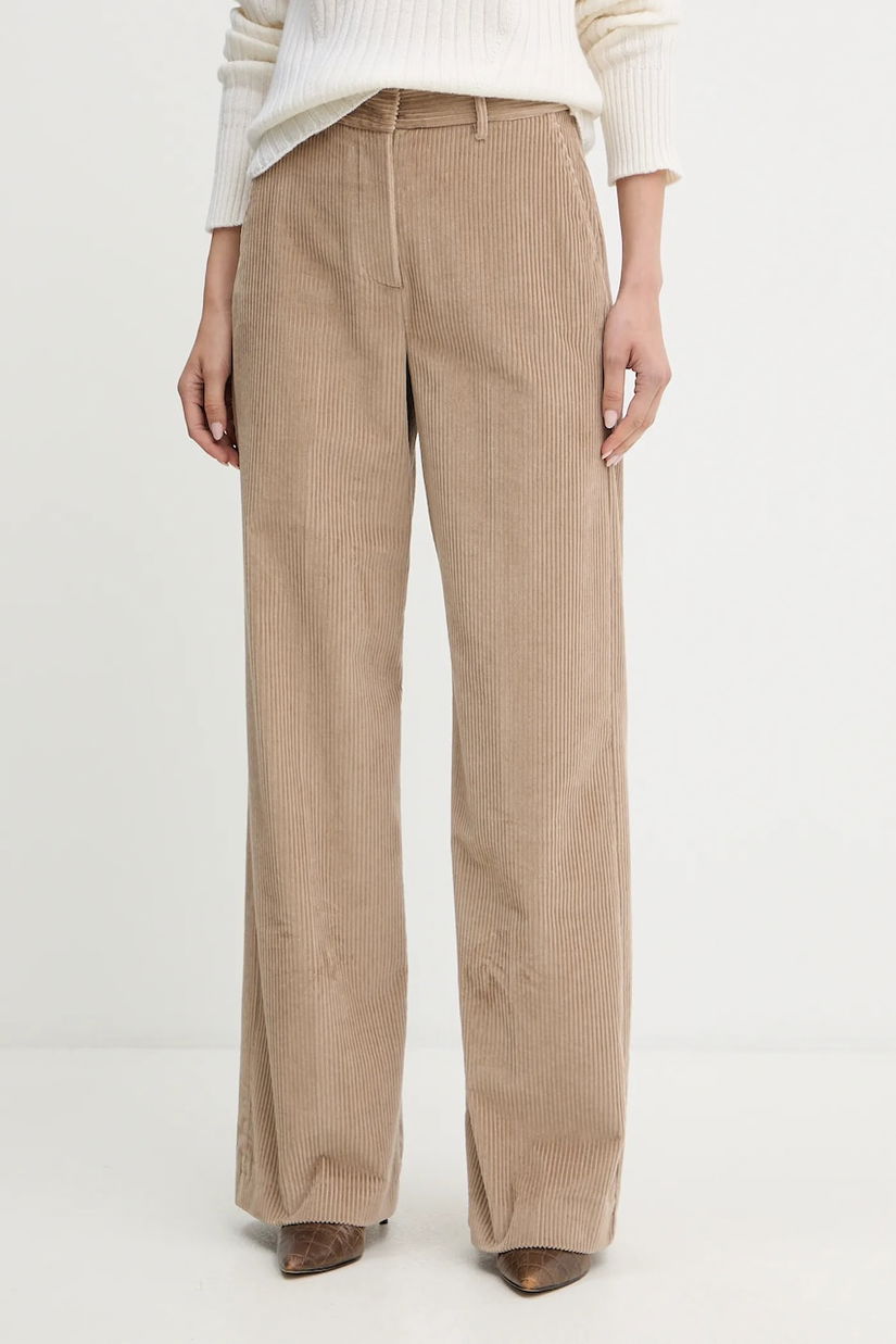 Weekend Max Mara pantaloni de catifea cord TANIA culoarea bej, drept, high waist, 2525136092600