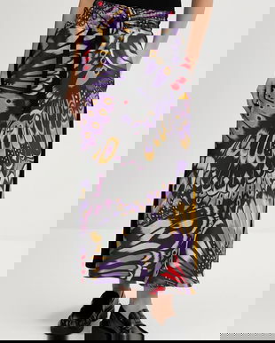 adidas fustă x Farm Rio culoarea negru, maxi, evazati, JL8619