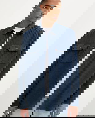 Levi's cămașă din velur culoarea bleumarin, cu guler clasic, regular, 19573