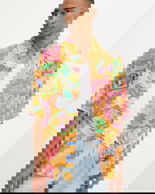 Desigual cămașă CARTAGENA culoarea galben, 25WMCW15