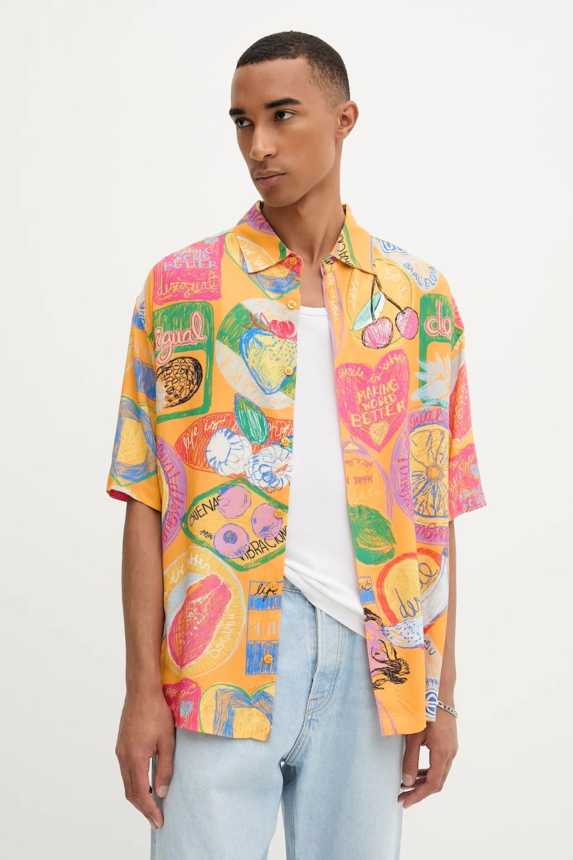 Desigual cămașă CARTAGENA culoarea galben, 25WMCW15