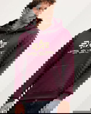 Alpha Industries bluză culoarea bordo, cu glugă, cu imprimeu, 178312.608