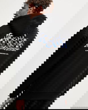 Alpha Industries bluză culoarea negru, cu glugă, cu imprimeu, 156339.03