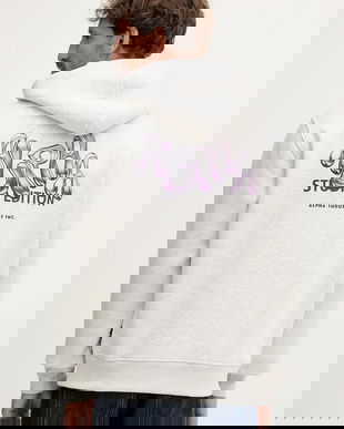 Alpha Industries bluză culoarea gri, cu glugă, cu imprimeu, 156339.752