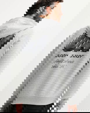 Under Armour bluză Rival culoarea gri, cu glugă, cu imprimeu, 6003955