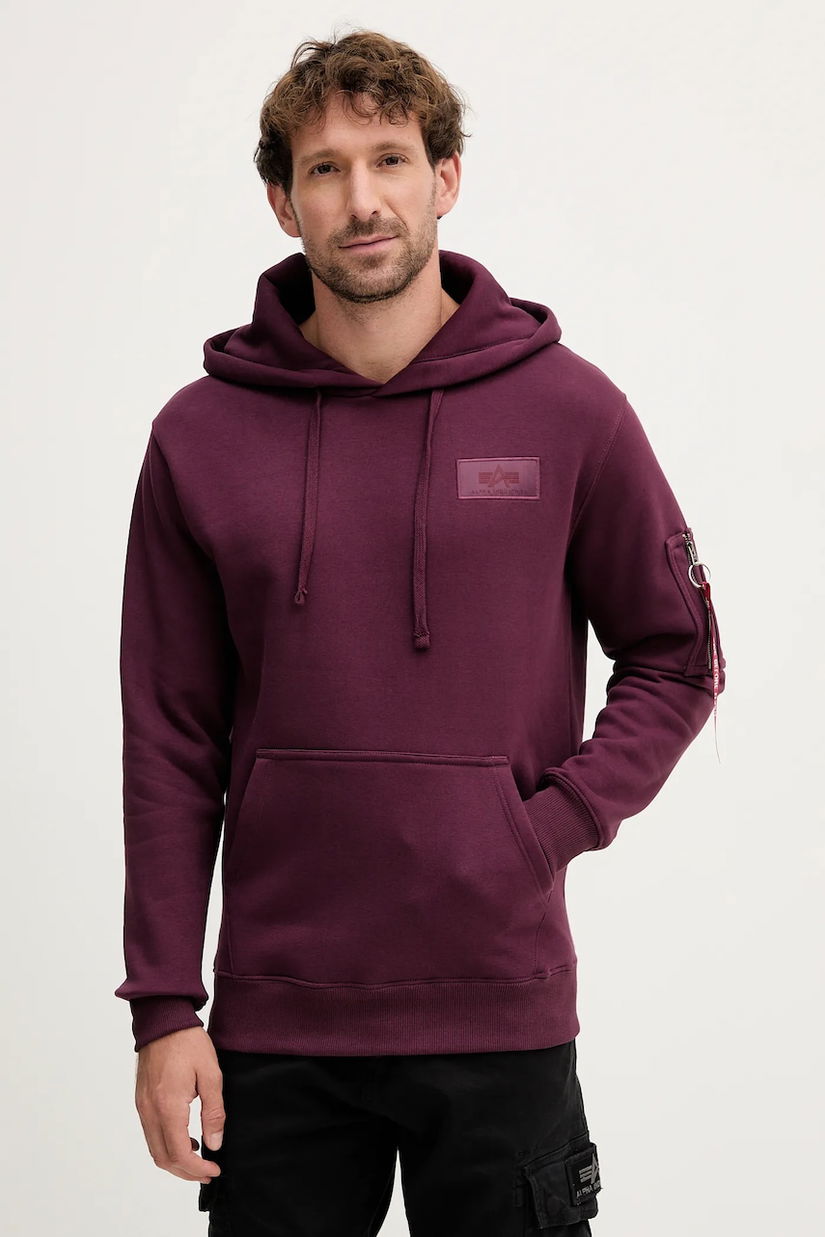 Alpha Industries bluză culoarea bordo, cu glugă, uni, 178318.608