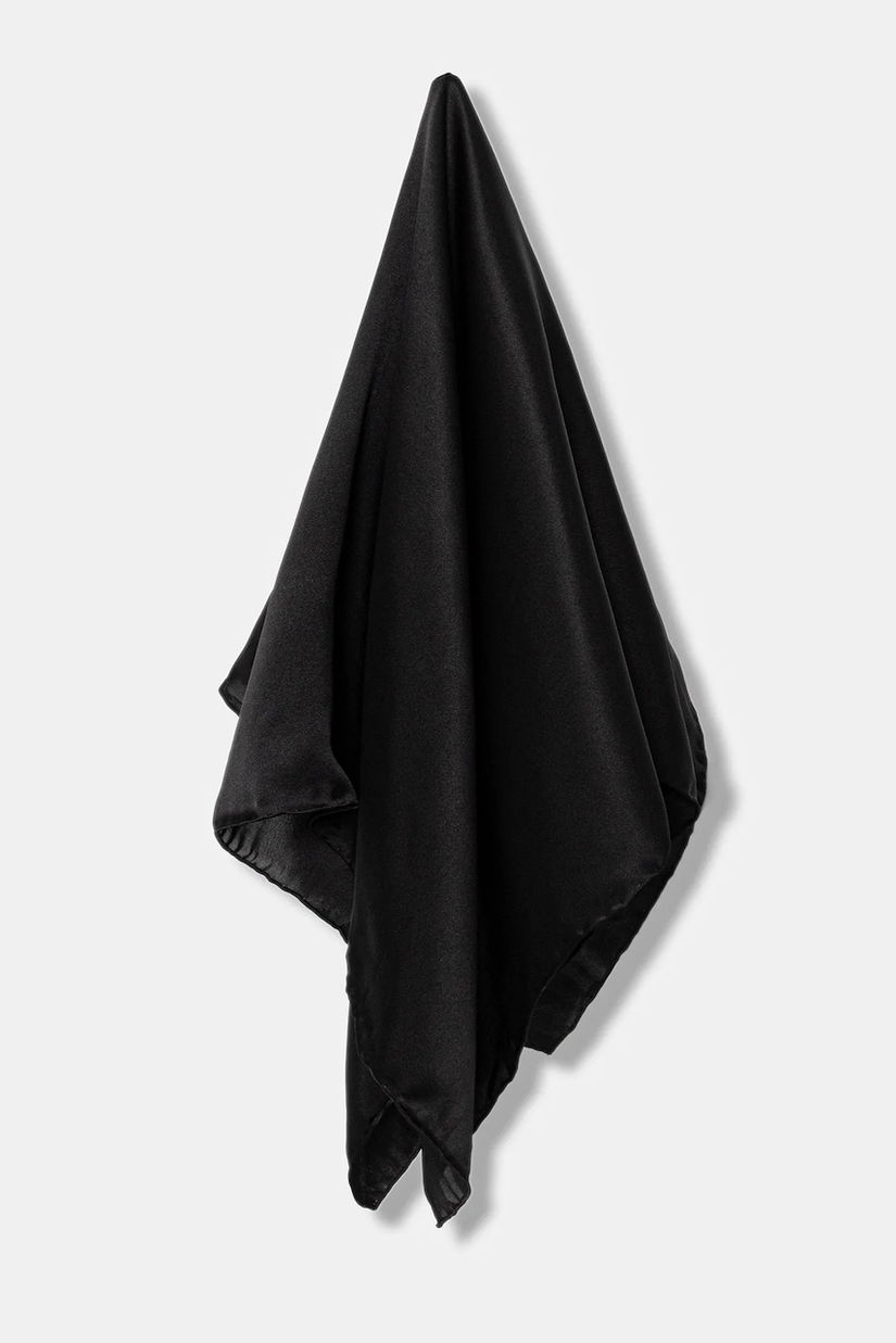 Answear.LAB esarfa de matase culoarea negru, neted