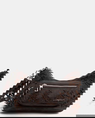 Desigual geantă STENCIL FLOWER ME culoarea maro, 25WAXPB9