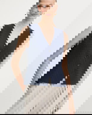 BOSS vestă culoarea bleumarin, un singur rând de nasturi, 50548493