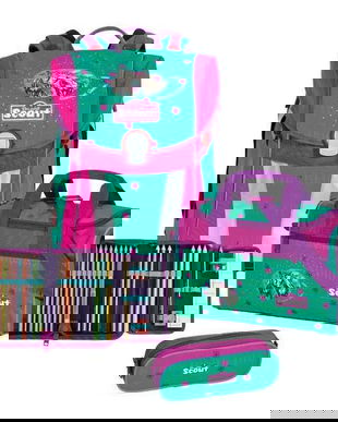 Ghiozdan echipat 4 piese, motiv Cai