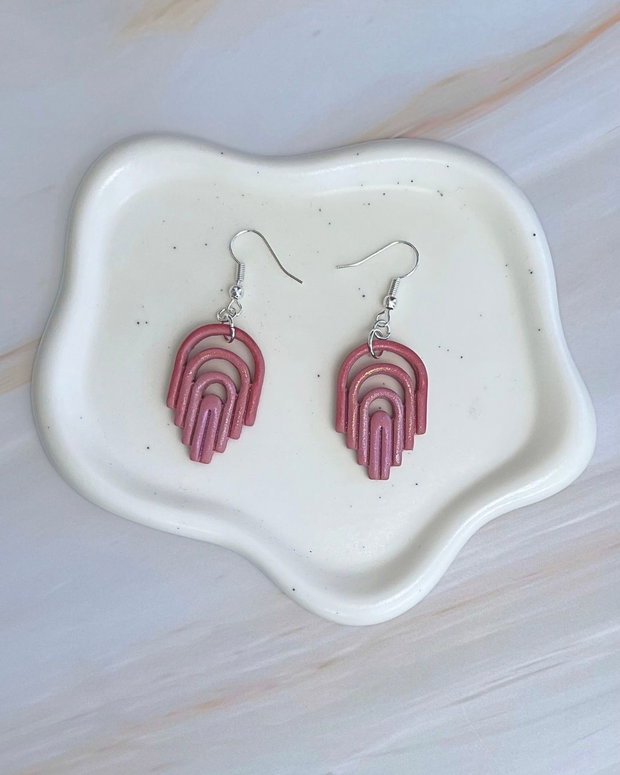 Cercei din lut polimeric MAUVE WAVES #C0272