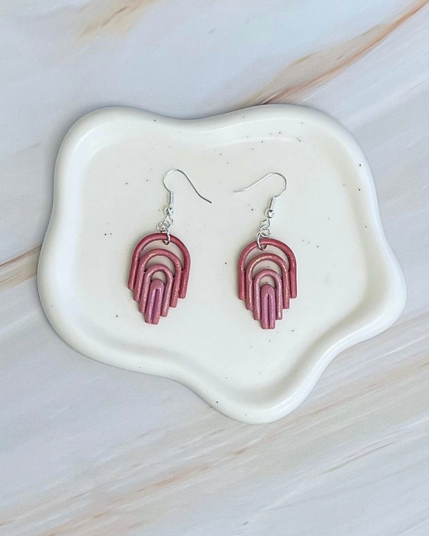 Cercei din lut polimeric MAUVE WAVES #C0272