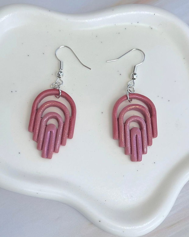 Cercei din lut polimeric MAUVE WAVES #C0272
