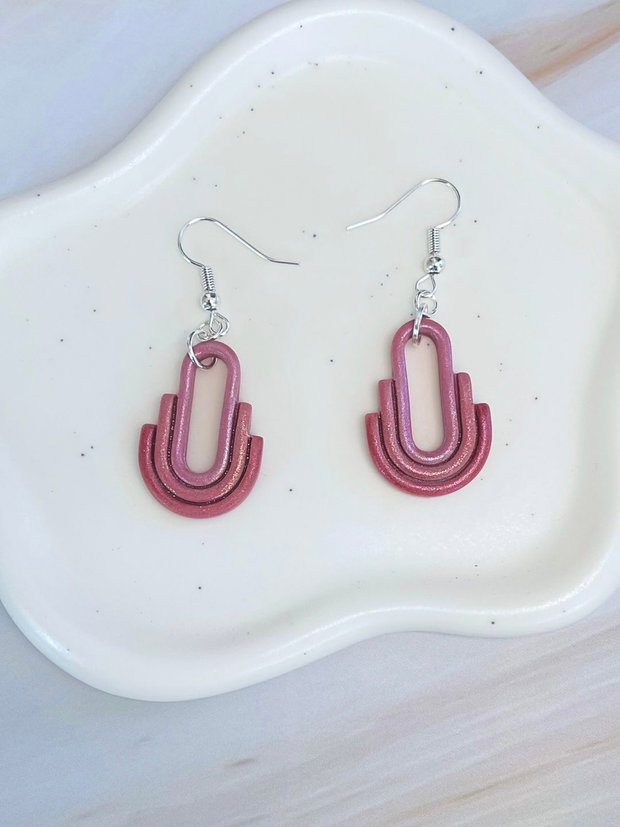 Cercei din lut polimeric PINK FOLDS #C0273