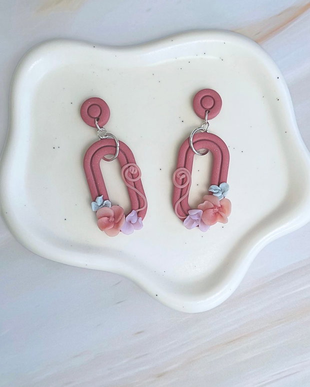 Cercei din lut polimeric FLORAL LOOPS #C0275