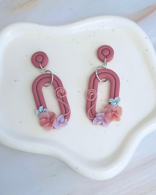Cercei din lut polimeric FLORAL LOOPS #C0275